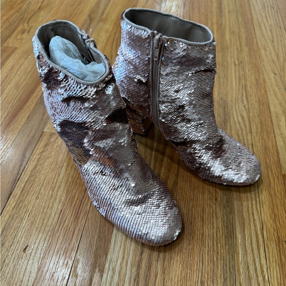 Anthropologie Farylrobin Linda Rose Sequin Ankle Booties 7.5 - Picture 3 of 5